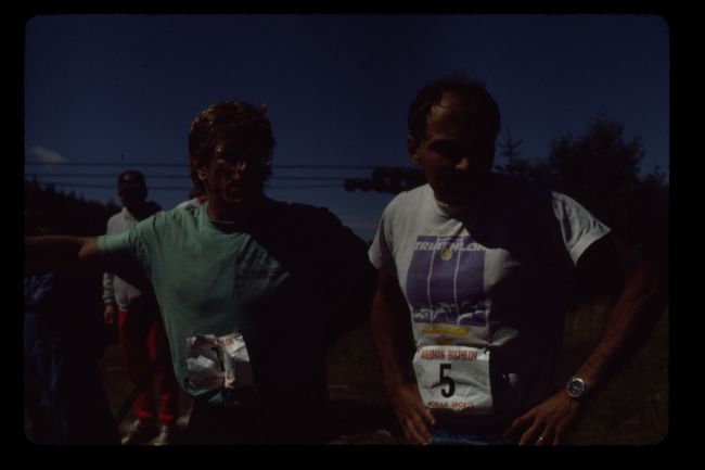 Ed Goggin and Paul at second-ever 1989 Wildman Biathlon
