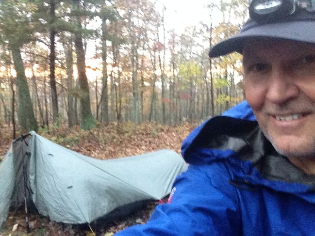 alone in tent on mountain top in VA on 10/22 - cold windy night
