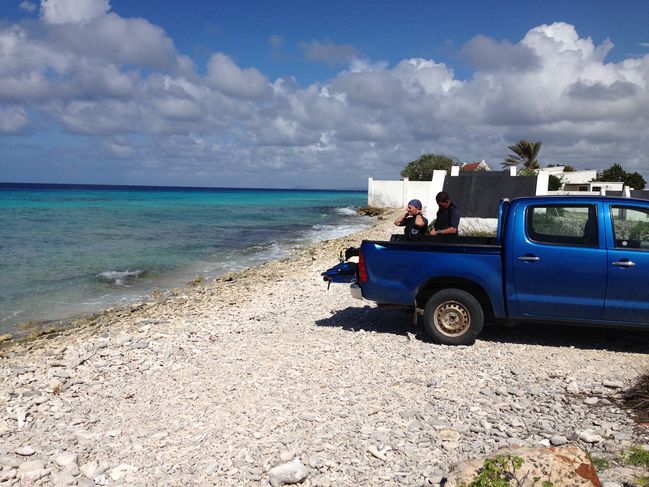 typical approach to dive entry on Bonaire
