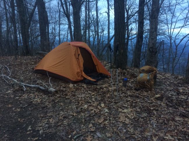 Tenting alone alone 1500' above Stecoah Gap
