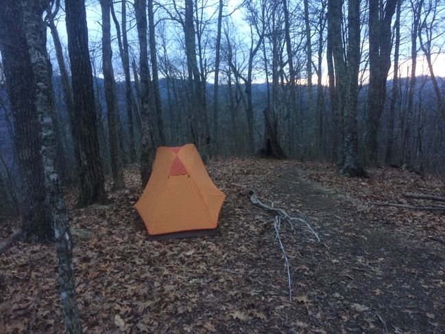 Tenting alone alone 1500' above Stecoah Gap
