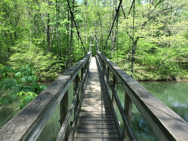 Suspension Bridge over Kimberling Creek mile 605
