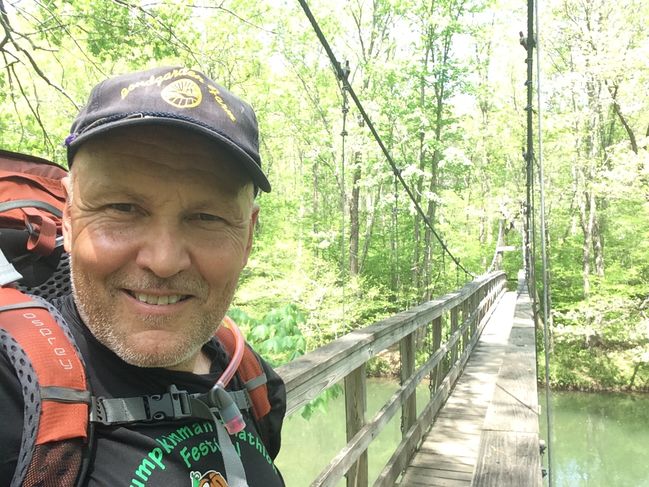 Suspension Bridge over Kimberling Creek mile 605
