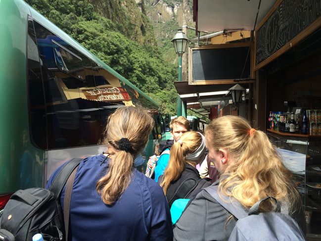 boarding van up to Machu Picchu
