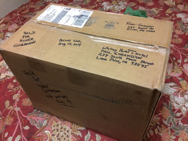 8/14/19 Resupply Box waiting at Whitney Portal Hostel
