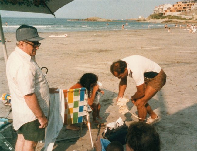 1984 Nantasket Beach, George, Helen, Jenny, Paul
