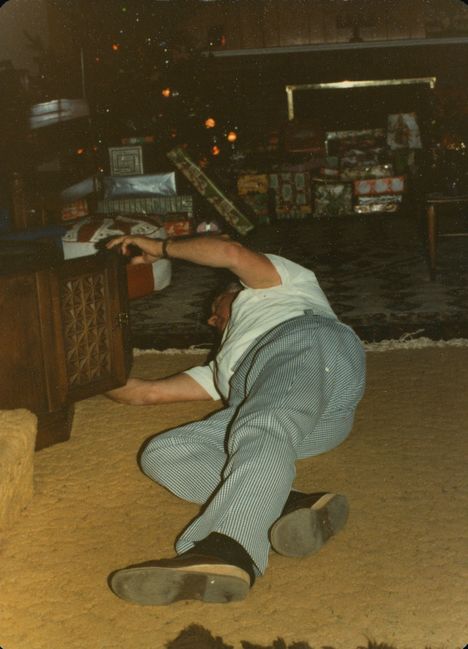 Ake adjusting record player Christmas Eve in Canton late 1970's
