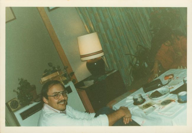 Paul having dinner at Japanese home during 1978 Asia businiess trip
