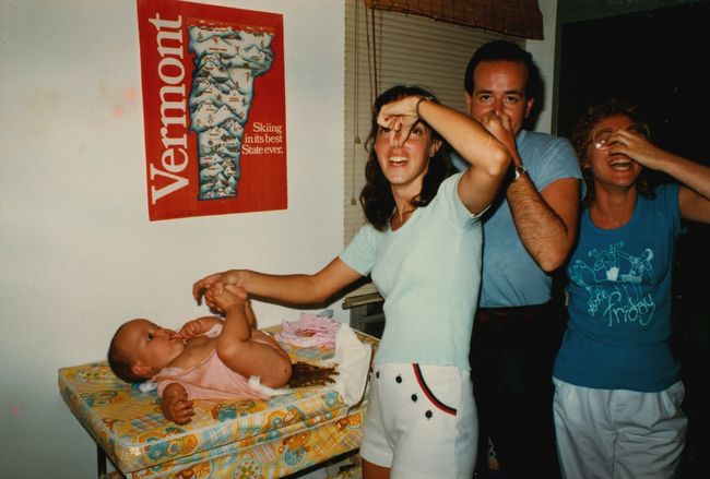 Baby Jenny with big poop testing olfactory senses of Helen, Len and Peg
