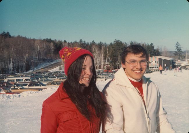 Paul and Helen Skiing at Sunapee with Ake in winter 1972
