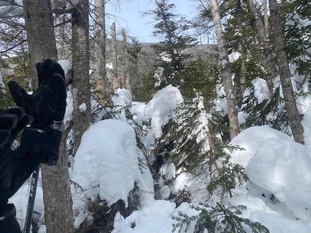 View towards peak after descending steep section

