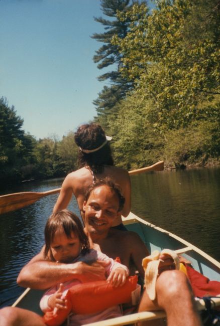 Leslie took this picture of Jenny, Paul and Helen from the stern of our canoe while paddling on the Great Works River in South Berwick in the early 90's
