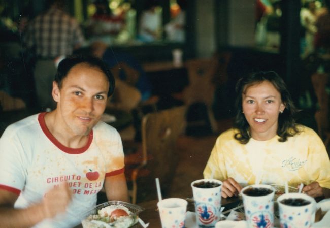 Paul and Leslie at trip to Disney Orlando showing Jenny and Peter Disneyworld for the first time
