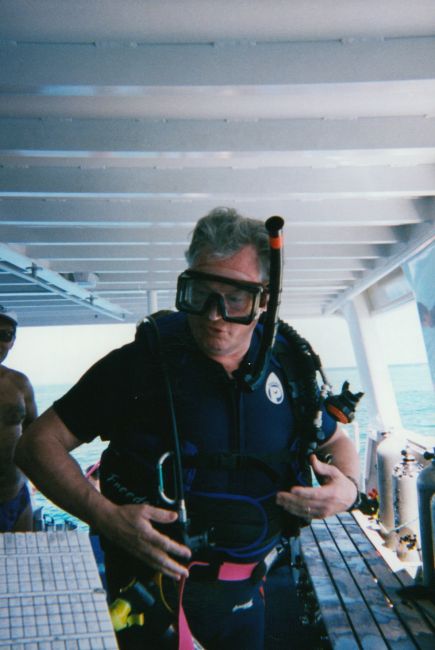 Joe Hitt getting ready to dive on the Great Barrier Reef and have a panic attack
