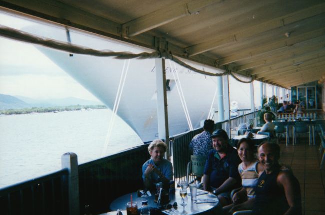 Diane and Greg Burch, Paul and Helen eating at a restaurant in Queensland
