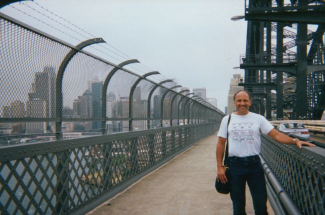 Paul on Sydney Harbor bridge, photo by Helen
