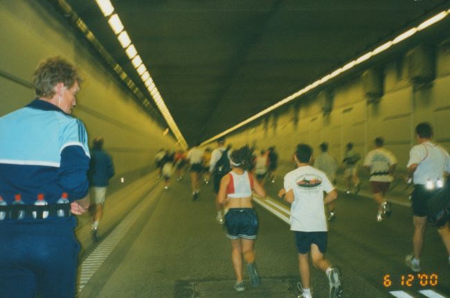 Jenny and Peter in one of the tunnels that together with bridges comprise the Oresund crossing from Denmark to Sweden
