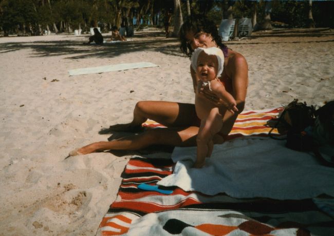 Jenny, Helen on beach on a Morrocoy cayo
