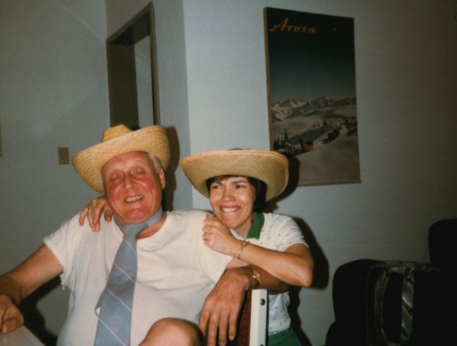 1983 Christmas visit: Ake and Lynne with some of their presents
