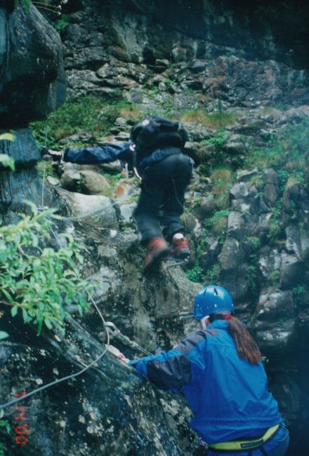 Peter and Helen canyoneering near Zermatt
