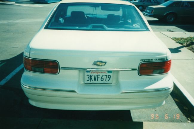 Big Chevy Caprice rental car before switch to motor home in Roseville
