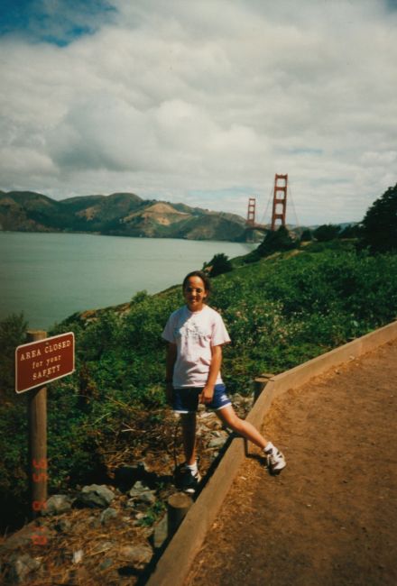 Jenny at Golden Gate Bridge during family run from downtown SF
