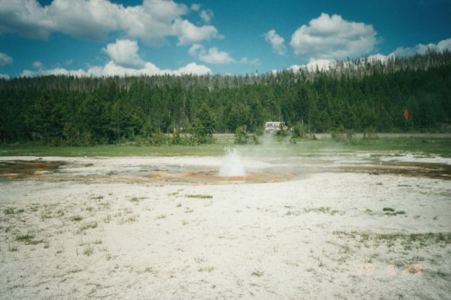 geyser starting in Yellowstone
