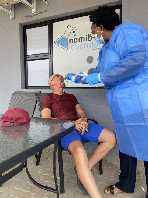 2/2/23 One of many COVID tests.  Usually no one checked that we had done so, but they were theoretically mandatory.  In Namibia, they were real tests. Not so everywhere else.
