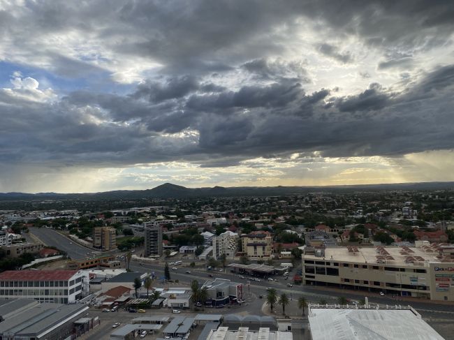 2/2/23 Sunset view from a rooftop bar in Windhoek.  
