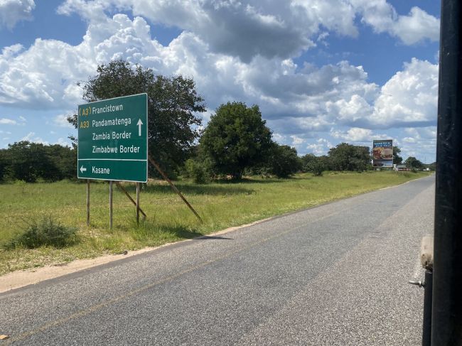 2/7/23 drive from river landing where we took river tour.  Near intersection of Angola, Botswana, Zambia and Zimbabwe
