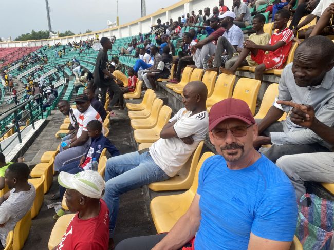 2/12/23 Ray in the stands during Congo-Nigeria soccer match we attended
