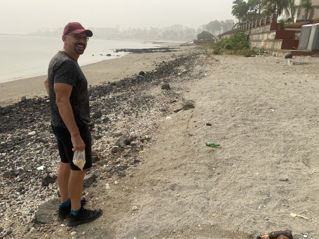 12/17/23 walking along the beach near our Sofitel hotel in Malabo
