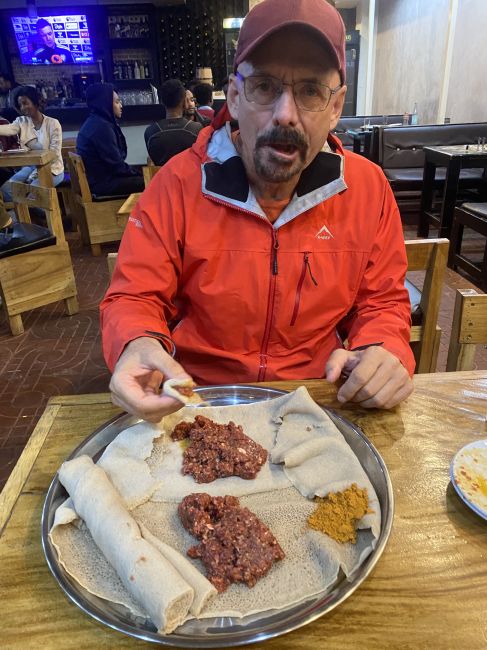 12/18/23 traditional Ethiopian food our first night in downtown Addis
