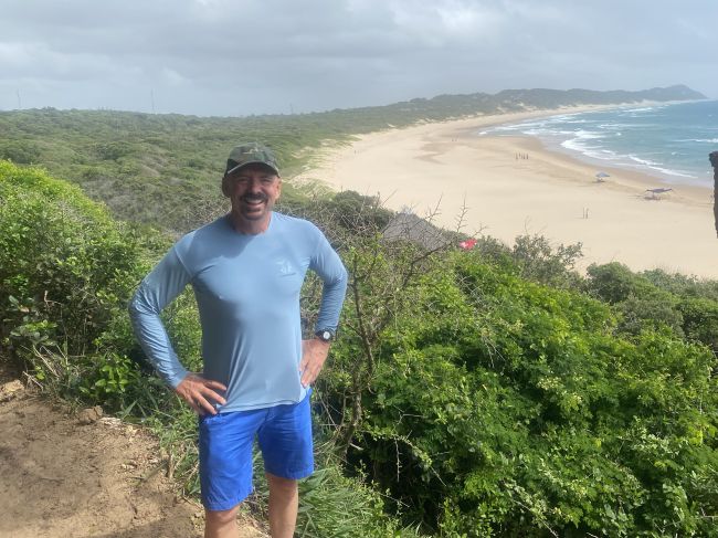 12/15/23 Ray at Sky Island Resort before descent to beach for SCUBA
