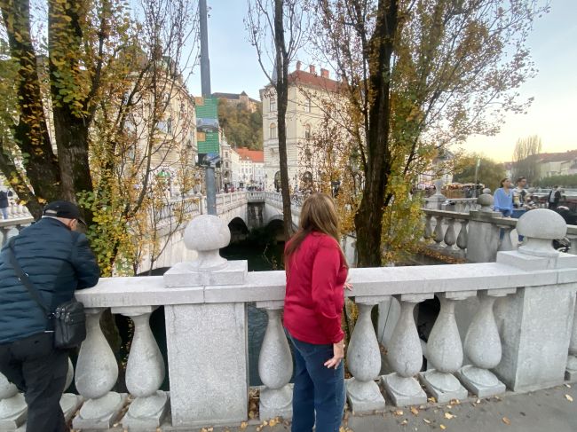 starting our late afternoon perambulation of Ljubljana, Slovenia 
