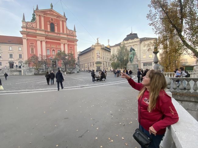 starting our late afternoon perambulation of Ljubljana, Slovenia 
