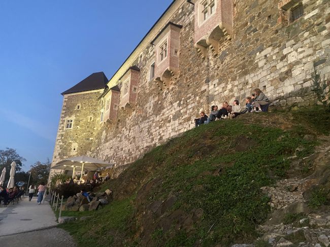 evening walk to Grad Castle high above Ljubljana, Slovenia 
