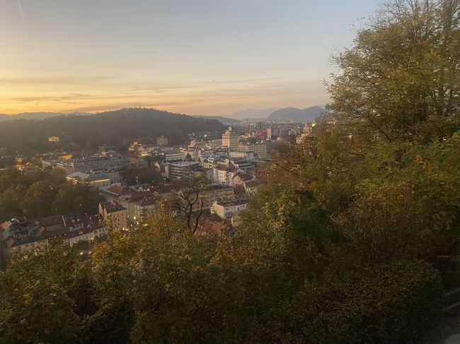 evening walk to Grad Castle high above Ljubljana, Slovenia 
