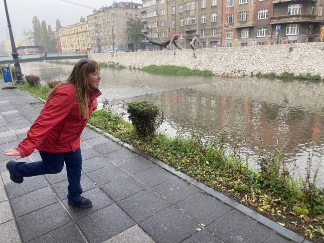 Walking from our hotel in Sarajevo to Archduke Ferdinand assassination spot
