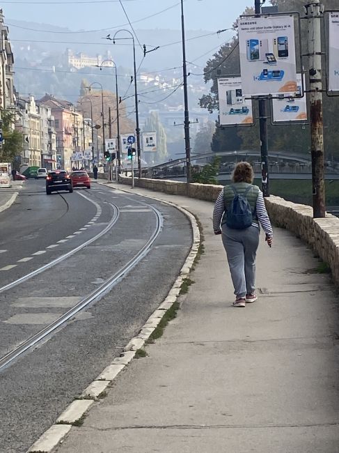 Walking from our hotel in Sarajevo to Archduke Ferdinand assassination spot
