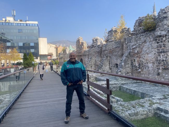 These are the ruins of one of 3 caravanserais in Sarajevo.  This one was near the site of Archduke Ferdinand's assassination
A caravanserai was an inn that provided lodging for travelers, merchants, and caravans.
