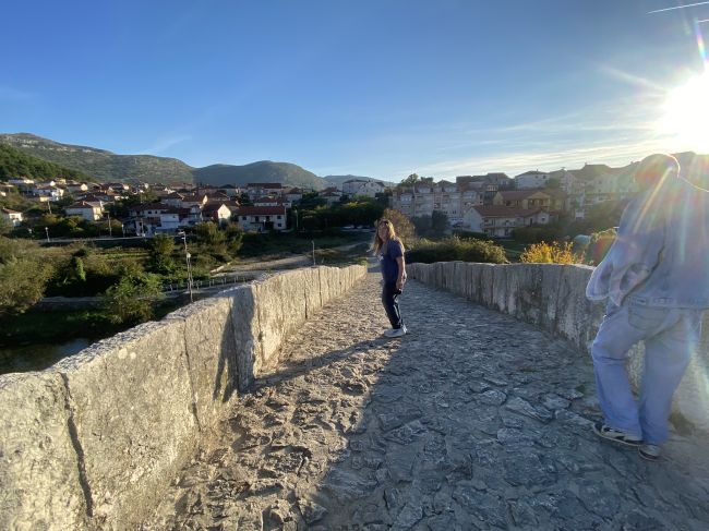 Helen on medieval bridge in Trebinje, Bosnia and Herzegovina
