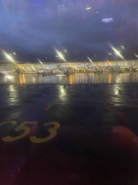 Dubai airport under water.  Once-in-100 year rainfall closed the airport for hours while we circled overhead.  We eventually landed in an airport underwater as shown here.
