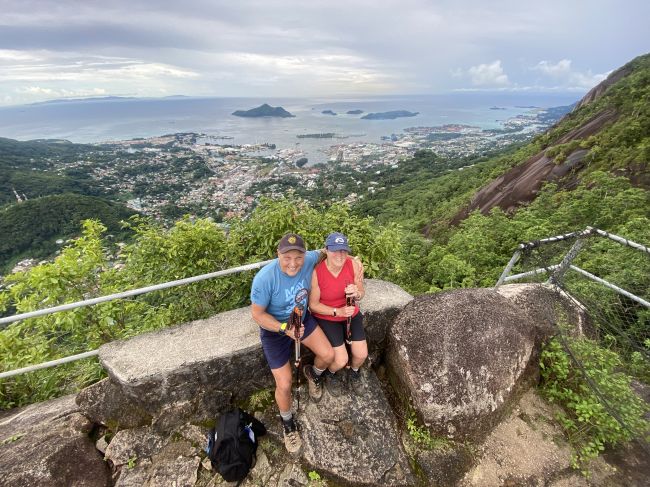 Paul and Helen at end of hike. Note than Helen's fall and wound happened on the descent.
