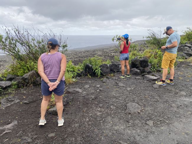 Helen, Kig, Ray at  old lava flow on south part of Reunion Island
