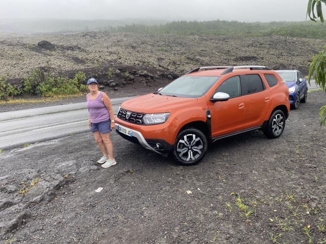  old lava flow on south part of Reunion Island: our rental car
