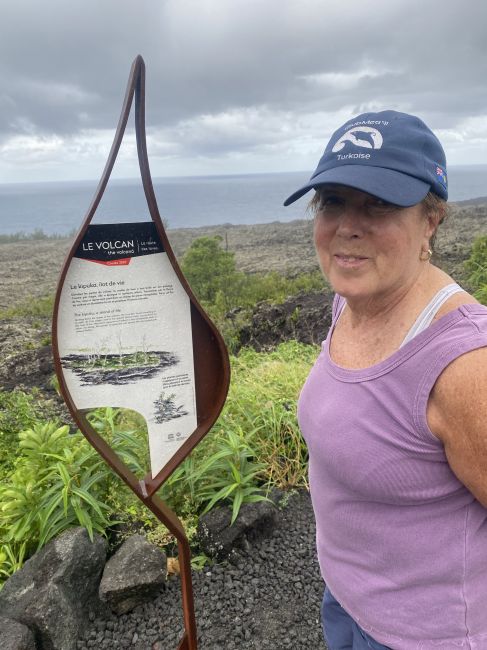 Helen at old lava flow on south part of Reunion Island
