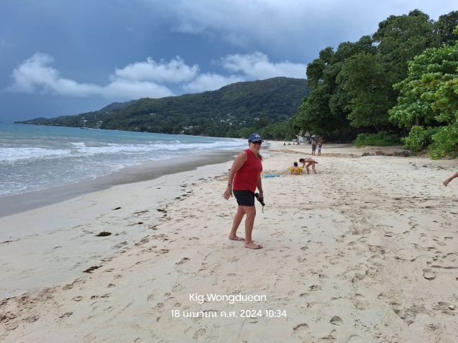 Beach near our hotel in Mahe, Seychelles
