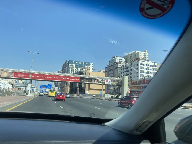 2/10 driving our car through downtown Dubai.
