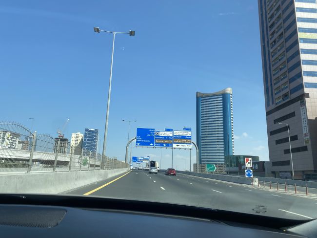 2/10 driving our car through downtown Dubai.
